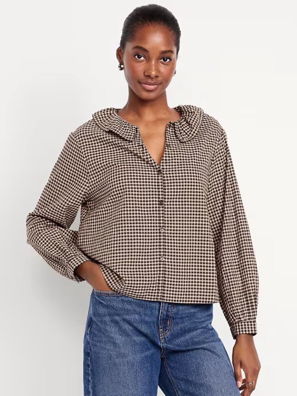 Gingham Ruffle Blouse